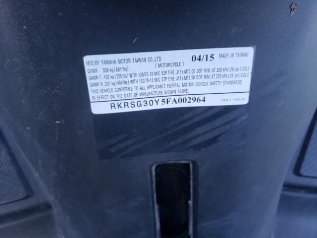 2015 YAMAHA XC155 RKRSG30Y5FA002964