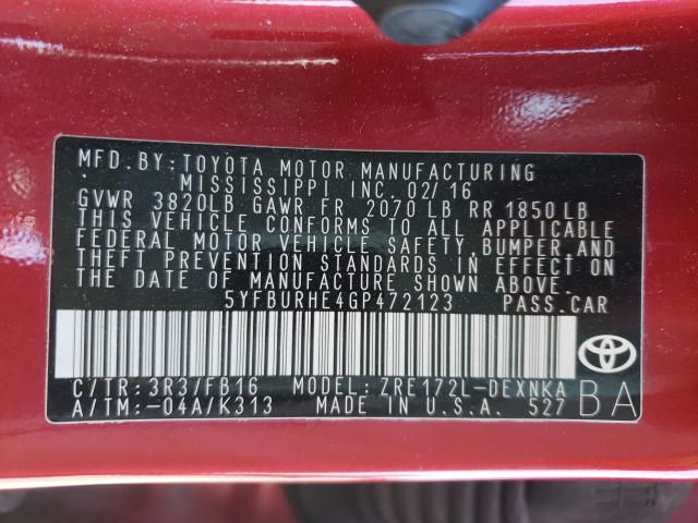 2016 TOYOTA UNK 5YFBURHE4GP472123