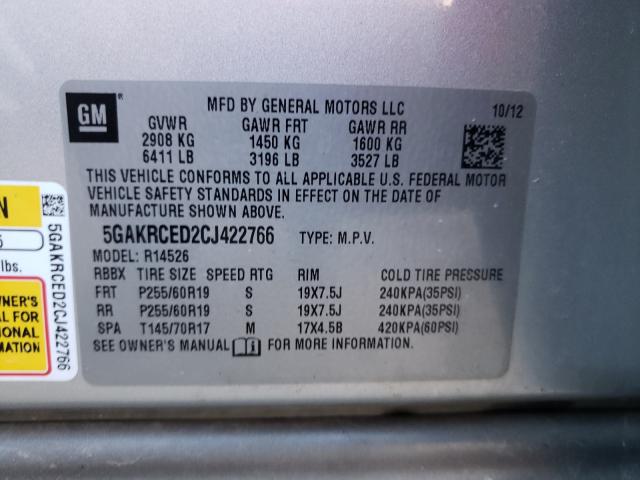 2012 BUICK ENCLAVE 5GAKRCED2CJ422766