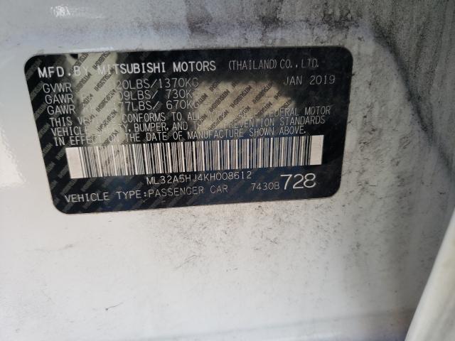 2019 MITSUBISHI MIRAGE LE ML32A5HJ4KH008612