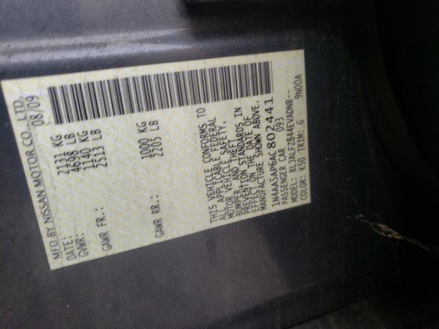 2010 NISSAN MAXIMA 1N4AA5AP6AC802441