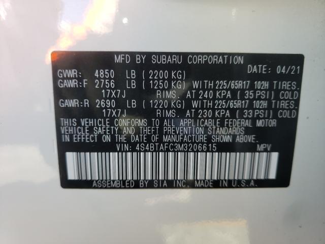 2021 SUBARU OUTBACK PR 4S4BTAFC3M3206615