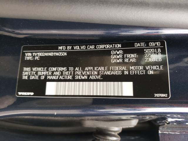 2011 VOLVO S80 T6 YV1902AH4B1140504