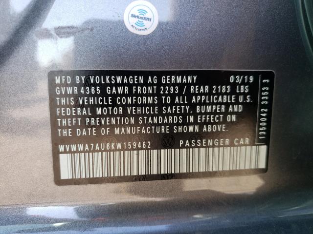 2019 VOLKSWAGEN GOLF R WVWWA7AU6KW159462