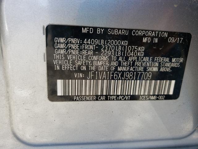 2018 SUBARU WRX LIMITE JF1VA1F6XJ9817709