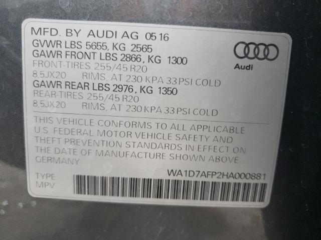 VIN WA1D7AFP2HA000881 2017 Audi Q5, Premium Plus S-... no.10