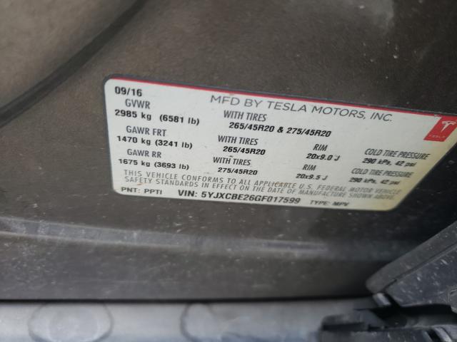 2016 TESLA MODEL X 5YJXCBE26GF017599