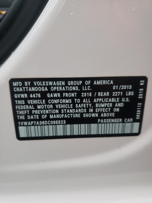 2013 VOLKSWAGEN PASSAT S 1VWAP7A36DC095523