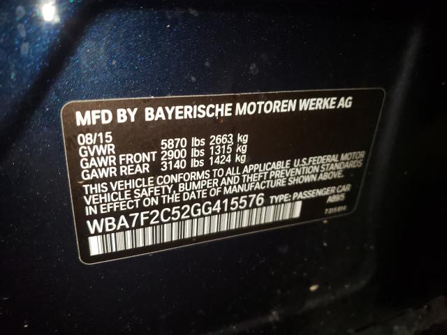 2016 BMW 750 XI WBA7F2C52GG415576