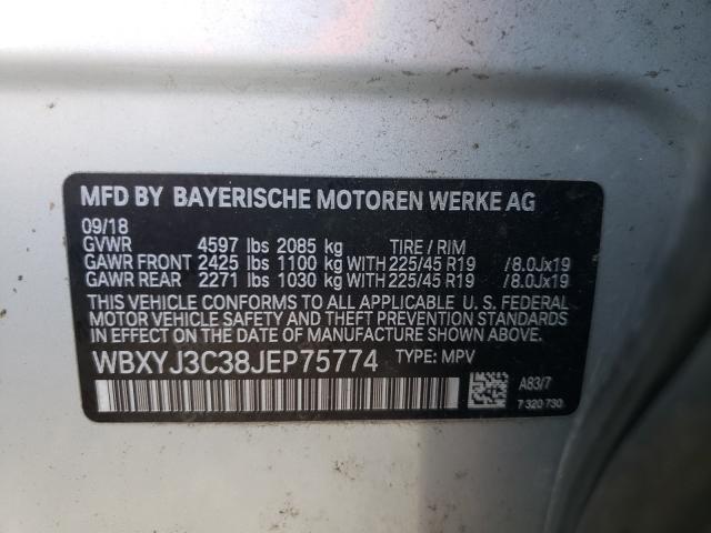 2018 BMW X2 SDRIVE2 WBXYJ3C38JEP75774