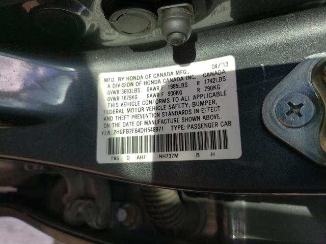 2013 HONDA CIVIC HF 2HGFB2F64DH548971