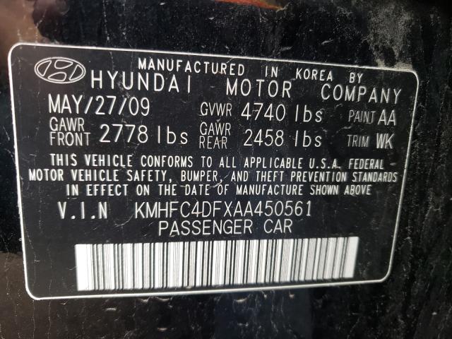2010 HYUNDAI AZERA GLS KMHFC4DFXAA450561
