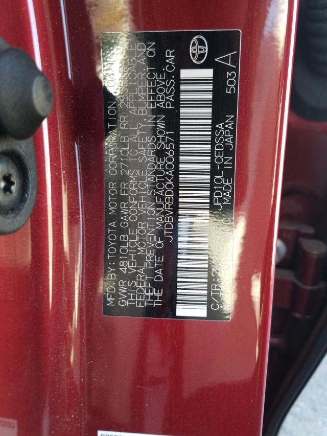 2019 TOYOTA MIRAI JTDBVRBD0KA006571