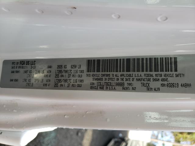 2020 JEEP GLADIATOR 1C6JJTBG3LL100889