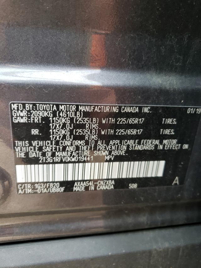 2019 TOYOTA RAV4 4D 4W 2T3G1RFV0KW019441
