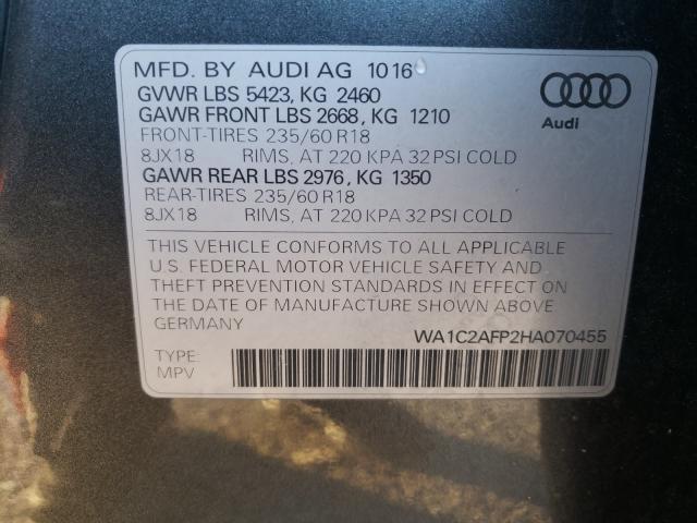 VIN WA1C2AFP2HA070455 2017 Audi Q5, Premium no.10