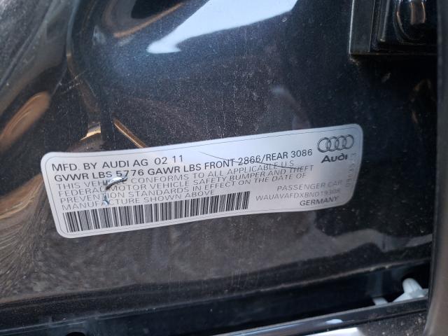 2011 AUDI A8 QUATTRO WAUAVAFDXBN019308