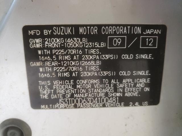 VIN JS3TD0D63D4100481 2013 Suzuki Grand Vitara, Pre... no.10