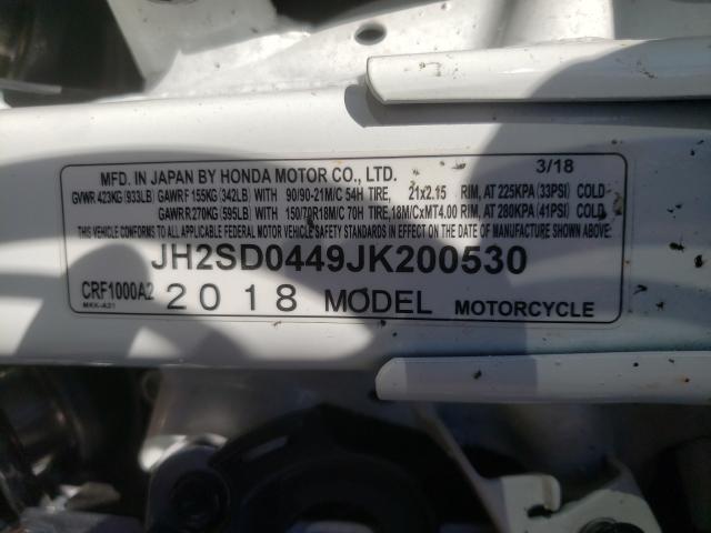 2018 HONDA CRF1000 A2 JH2SD0449JK200530