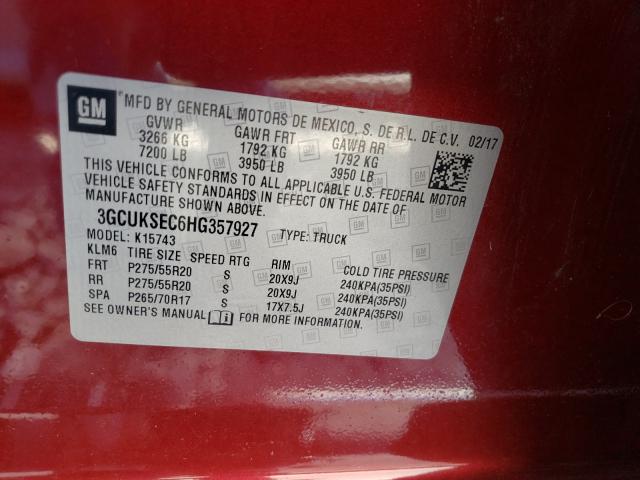 2017 CHEVROLET C1500 SILV 3GCUKSEC6HG357927