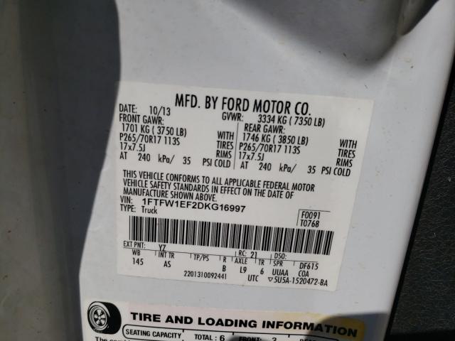 2013 FORD F-150 1FTFW1EF2DKG16997