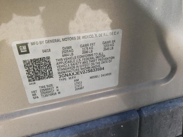 3GNAXJEV2JS633594 Chevrolet Equinox Lt 2018. Фото: 9