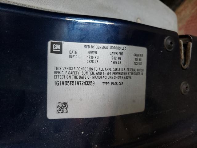 2010 CHEVROLET COBALT 1LT 1G1AD5F51A7243259