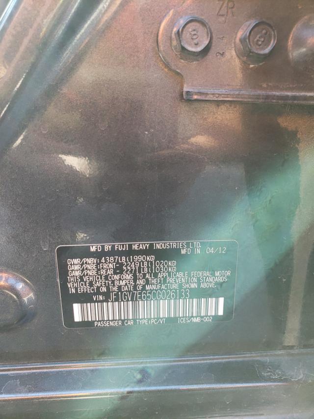 2012 SUBARU IMPREZA WR JF1GV7E65CG026133