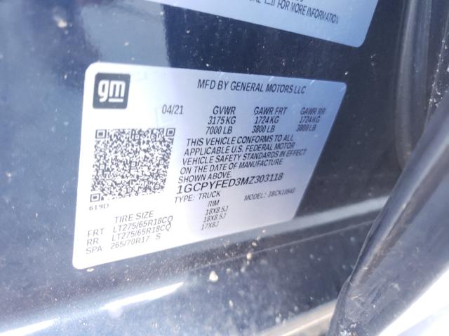 2021 CHEVROLET SILVRDO LT 1GCPYFED3MZ303118