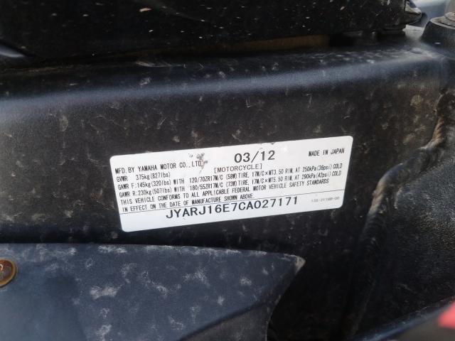 2012 YAMAHA YZFR6 JYARJ16E7CA027171