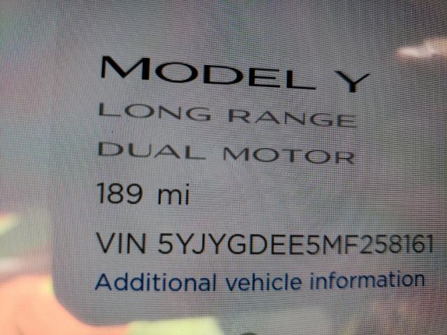 2021 TESLA MODEL Y 5YJYGDEE5MF258161