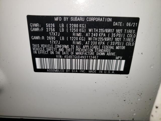 2022 SUBARU OUTBACK WI 4S4BTGUD4N3112467