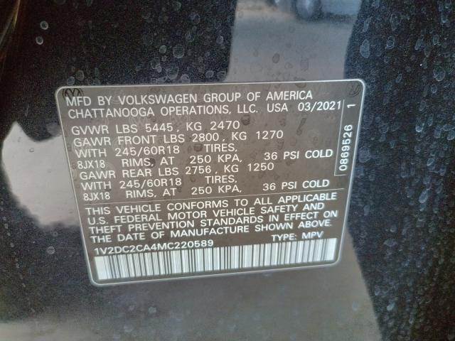 2021 VOLKSWAGEN ATLAS CROS 1V2DC2CA4MC220589
