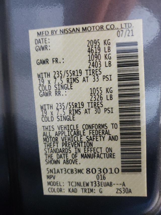 2021 NISSAN ROGUE SL 5N1AT3CB3MC803010