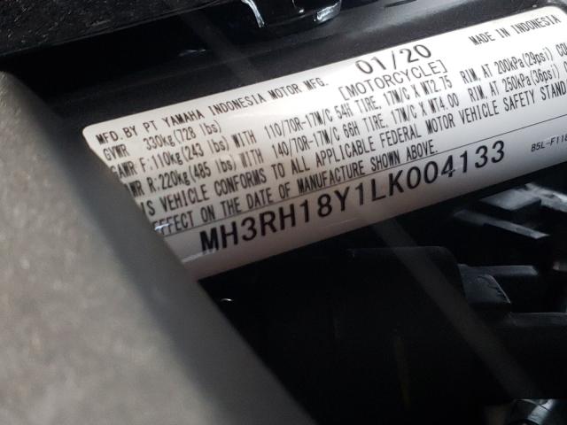 2020 YAMAHA YZFR3 A MH3RH18Y1LK004133