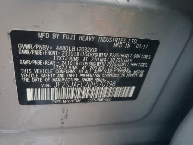 2017 SUBARU FORESTER JF2SJAEC2HH570398
