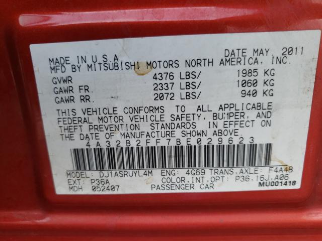 2011 MITSUBISHI GALANT FE 4A32B2FF7BE029623