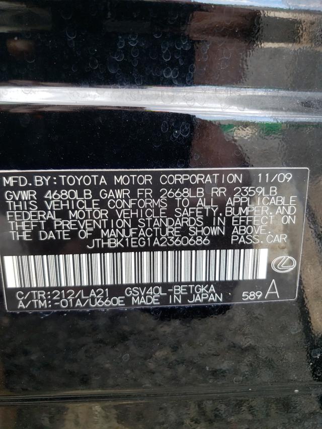 2010 LEXUS ES350 JTHBK1EG1A2360686