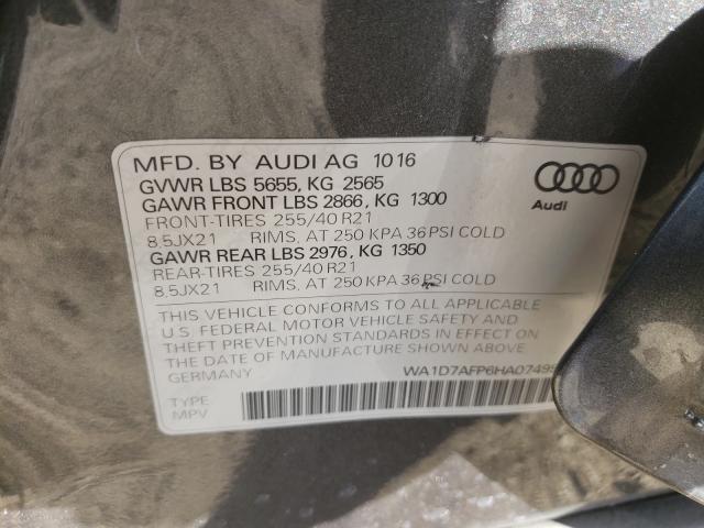 VIN WA1D7AFP6HA074997 2017 Audi Q5, Premium Plus S-... no.10