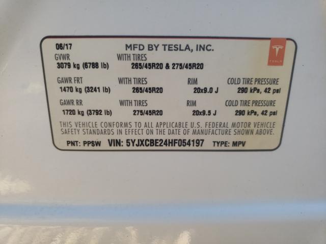 2017 TESLA MODEL X 5YJXCBE24HF054197