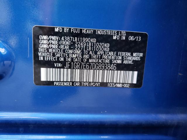 2013 SUBARU IMPREZA WR JF1GR7E67DG893846