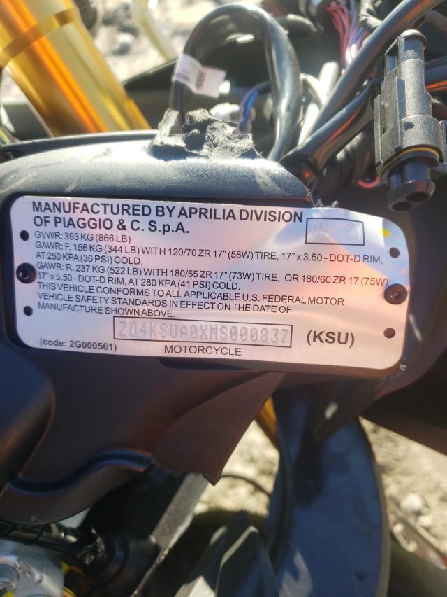 2021 APRILIA RS 660 ZD4KSUA0XMS000837