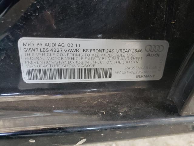 2011 AUDI A4 WAUKFAFL3BN042230