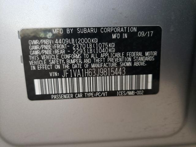 2018 SUBARU WRX LIMITE JF1VA1H63J9815443