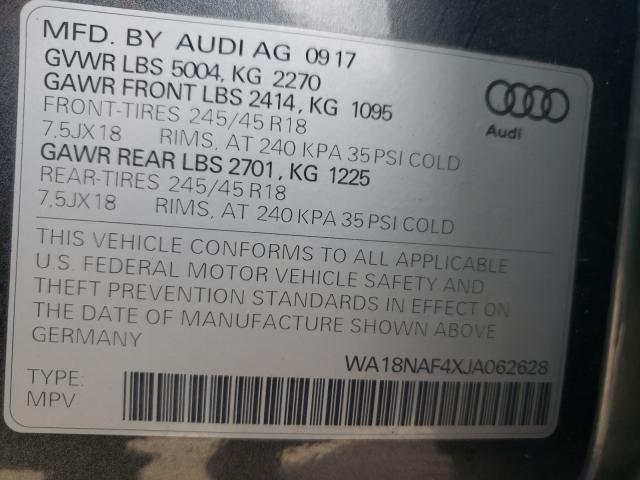 2018 AUDI A4 ALLROAD WA18NAF4XJA062628