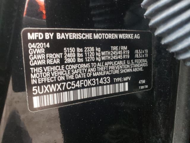2015 BMW X3 XDRIVE3 5UXWX7C54F0K31433