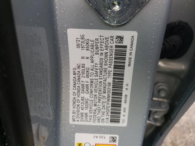 2022 HONDA CIVIC TOUR 2HGFE1F96NH303196