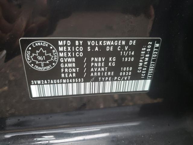 2015 VOLKSWAGEN GOLF TDI 3VW2A7AU6FM049593