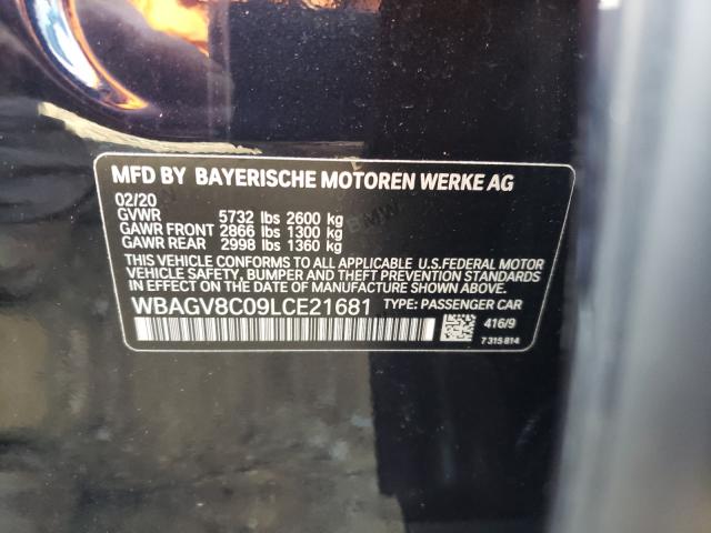 VIN WBAGV8C09LCE21681 2020 BMW 8 Series, M850XI no.10