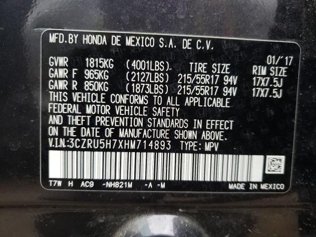 3CZRU5H7XHM714893 Honda Hr-V Exl 2017. Фото: 9